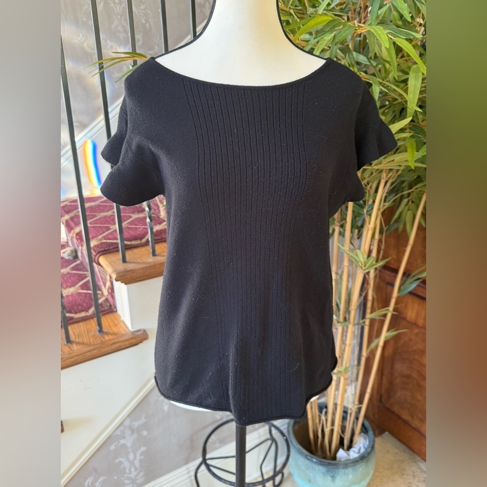 VILA MILANO ladies, large pullover, short sleeve black sweater very good cond - Picture 9 of 12